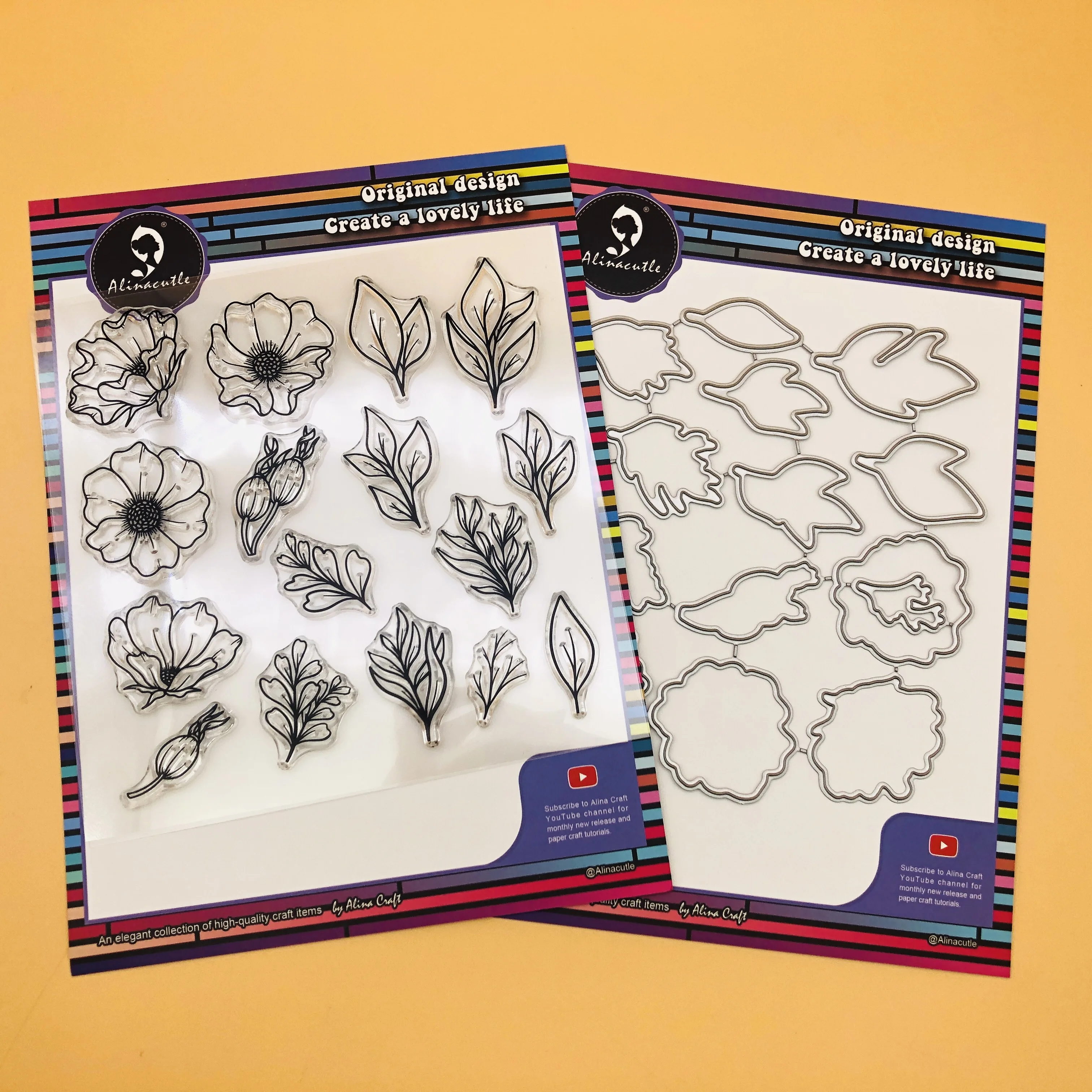 Alinacutle Metall-Stanzformen, geschnittene Blumen, transparente Stempel, Papier-Bastelkarten-Vorlage, Scrapbooking, handgefertigte Bastel-Stanzformen, transparente Stempel Image