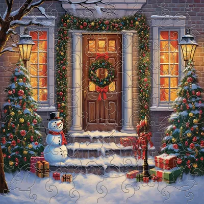 Holz puzzle Schneemann personal isierte Weihnachts haus Dekoration Puzzle Erwachsenen und Kinder Halloween Geschenk Bildung Spielzeug Spiel Image