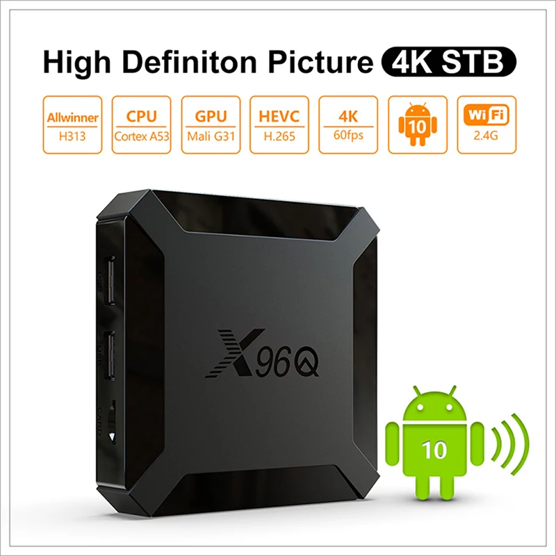 X96Q Media Player 4GB 64GB Android 10.0 TV Box Allwinner H313 Quad Core 4K 2,4G Wifi 1GB 8GB Set Top Box Image