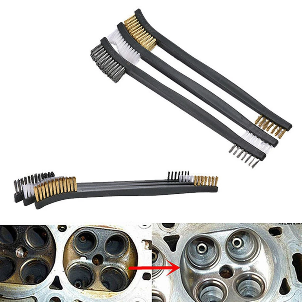 5 stücke Mini-Metall entfernen Rost bürsten Messing Reinigung stürzt Polieren Metall bürsten Nylon Reinigungs werkzeuge Doppelkopf Draht bürste Image