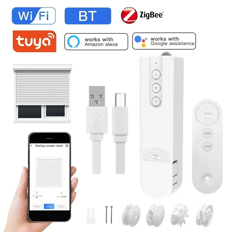 Tuya wifi bluetooth zigbee smart motorisierte ketten rollos fernbedienung sprach steuerung schatten verschluss antriebs motor funktioniert alexa google
