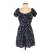 Trixxi Casual Dress - A-Line: Blue Floral Dresses - Women's Size Medium