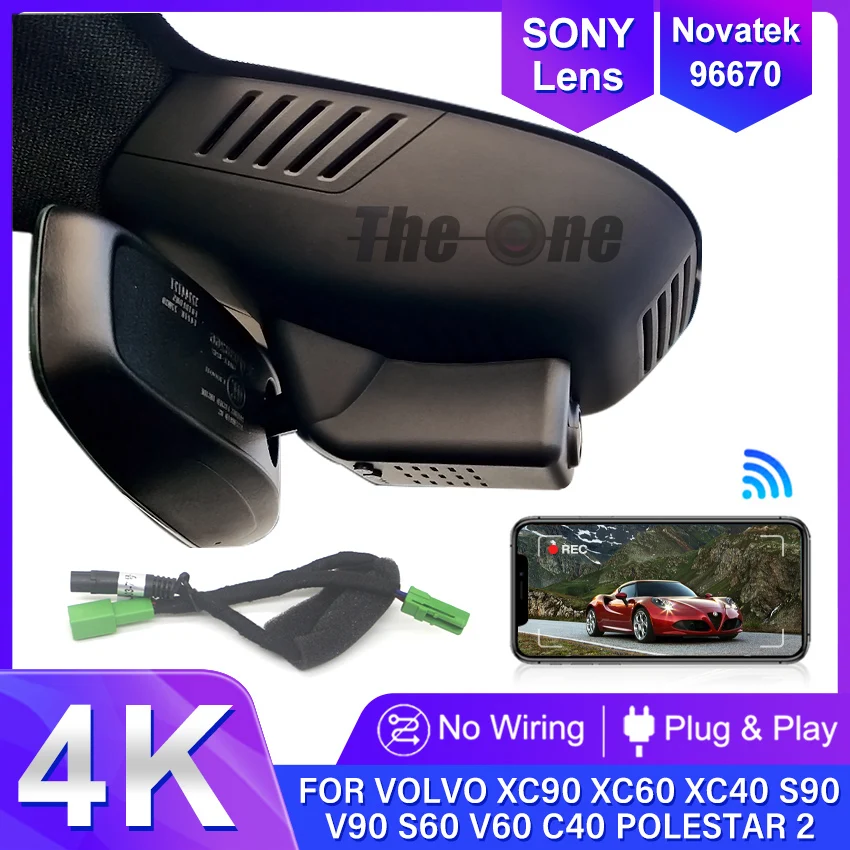 4K Dash Cam Für VOLVO XC90 XC60 XC40 S90 V90 S60 V60 S80 XC70 C40 EC40, stecker und spielen Dashcam Kamera Wifi Auto DVR Für Polestar 2 Image