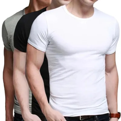(3 pcs) M-5XL 100% Baumwolle Sommer neue Herrenmode Boutique einfarbig kurz ärmel ige T-Shirt weiß