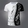 T-Shirt estive pianoforte nota musicale stampa 3D Streetwear ragazzi Grils moda maglietta oversize