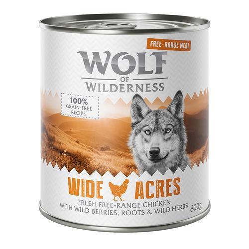 12 x 800 g Wolf of Wilderness Freiland Fleisch getreidefreies Nassfutter