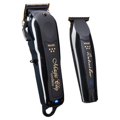 Wahl Professional 5-Star Series Cordless Barber Combo Black Magic Clip and Detailer Trimmer - Full Size