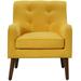 Armchair - Corrigan Studio® Marjorine Mid Century Modern Woven Fabric Tufted Armchair Silk/Cotton/Wool in Yellow | 31 H x 25 W x 27.5 D in | Wayfair