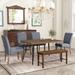 6-Piece Dining Set - V-Shape Metal Legs, Wood Table with Upholstered Chairs & Bench, Rustic Modern Kitchen Set for 6