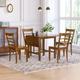 5-Piece Wood Square Drop Leaf Dining Table Set - Extendable Kitchen Table with Ladder Back Chairs, Solid Wood Construction