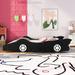 Full Size Race Car Bed with Wheels,Wood Full Bed for Kids, Car-Shaped Platform Full Bed with Storage Shelves for Kids Boys Girls