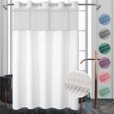 Fabric Shower Curtain Set, Cotton Blend, Waffle Weave, with Snap in