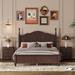 3-Pieces Bedroom Sets, Full Size Wood Platform Bed and Two Nightstands