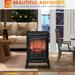 22" Electric Fireplace Stove, Heater with Realistic Logs and LED Flame, Adjustable Temperature, Overheat Protection, 750W/1500W