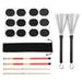 Drum Sticks Set - Includes 1 Pair Retractable Wire Brushes 1 Pair 19-Rod Bamboo Brushes 1 Pair 5A Maple Wood Sticks and 12 Mute Pads for Jazz Folk Acoustic Music L