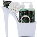 Draizee Heel Shoe Spa Gift Set Eucalyptus Spearmint Scented Bath Essentials Gift Basket with Shower Gel Bubble Bath Body Butter Body Lotion and Soft EVA Bath Puff â€“ Luxurious Home Relaxation Gifts