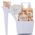 Draizee Heel Shoe Spa Gift Set Citrus Scented Bath Essentials Gift Basket with Shower Gel Bubble Bath Body Butter Body Lotion and Soft EVA Bath Puff Luxurious Home Relaxation Gifts for Women