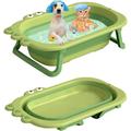 Hamiledyi Foldable Dog Bath Tubs 31 X 19 X 8 Inches Collapsible Pet Bathtub with Drainage Hole Portable Travel Cat Bathing Tub Multi-Functional Dog Shower Tub Indoor & Outdoor for Puppy Kitten Green