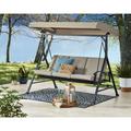 Mainstays Belden Park 3 Person Convertible Daybed Outdoor Steel Porch Swing with Canopy- Beige