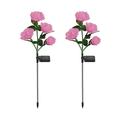 2 Pcs Solar Garden Lights Solar Flower Lights Outdoor Waterproof with 4 Head Rose Changing Landscape Lights for Garden Yard Pathway Patio Grave Cemetery Decoration