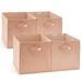 EZOWare Set of 4 Foldable Fabric Basket Bin Collapsible Storage Cube Boxes for Nursery Toys (13 x 15 x 13 inches) (Pink)