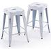 xrboomlife Vogue Direct 24 High Stools Backless White Metal Barstools Indoor-Outdoor Counter Height Stools with Square Seat Set of 2 - VF1571004