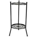 2 Tier Flower Stand Delaman Metal Plant Stand Flower Pot Holder Display Shelf Rack Home Decoration Garden Accessories(Black)