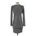 Alexia Admor Cocktail Dress High Neck Long sleeves: Gray Dresses - Women's Size 0