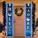 2PCS Holy Night Christmas Nativity Porch Sign Religious Blue Jesus Nativity Door Banner with Blue LED String Winter Christmas Front Door for Porch Yard Decorations 12 x 71 Inch