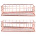 DEWIN Storage Basket - Wrought Iron Storage Basket Nordic Simple Rose Gold Wrought Iron Storage Basket Desktop Organizer Container 2PCS(L)