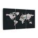 Trinx Pastel On Black World Map Multi Piece Canvas Print On Canvas 3 Pieces by EduCrafts Designs Set Canvas in Brown | Wayfair