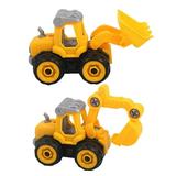 2PCS Assemble Engineering Truck Toy Simulated Dismounting Engineering Van Toy Mini Assemble Construction Truck Toy Funny DIY Assembly Engineering Truck Toy for Kids Playing Yellow Digging Car Style St