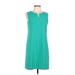 Eliza J Casual Dress - Mini Crew Neck Sleeveless: Teal Print Dresses - Women's Size 10