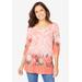 Plus Size Women's Watercolor Tunic by Woman Within in Melon Border Floral (Size 34/36)