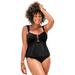 Plus Size Women's Underwire Shirred Ring Bandeau Tankini Top by Swimsuits For All in Black (Size 22)