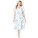 Plus Size Women's Short Pintuck Knit Gown by Only Necessities in White Floral (Size 4X)