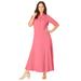 Plus Size Women's Stretch Cotton Button Front Maxi Dress by Jessica London in Tea Rose (Size 24 W)