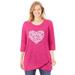 Plus Size Women's Marled Tulip Hem Layered Tunic by Woman Within in Raspberry Sorbet Heart Placement (Size 34/36)
