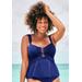 Plus Size Women's Underwire Shirred Ring Bandeau Tankini Top by Swimsuits For All in Deep Sea (Size 26)
