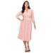 Plus Size Women's Stretch Lace A-Line Dress by Jessica London in Soft Blush (Size 14 W) V-Neck 3/4 Sleeves