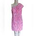 Lilly Pulitzer Dresses | Lilly Pulitzer Sleeveless Ruffled One Shoulder Dress Size 0 | Color: Pink/White | Size: 0