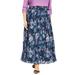 Plus Size Women's Crinkle Chiffon Ankle Skirt by June+Vie in Navy Soft Floral (Size 18/20)