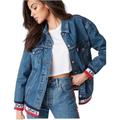 Levi's Jackets & Coats | Levi’s Sport Tape Baggy Denim Trucker Jacket Xs Small Medium | Color: Blue | Size: Xs