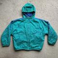 Adidas Jackets & Coats | Adidas Jacket Mens Xl Full Zip Vtg Hooded Windbreaker Trefoil Big Logo Teal | Color: Blue/Green | Size: Xl