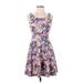 Soprano Casual Dress - Mini Scoop Neck Sleeveless: Purple Print Dresses - Women's Size Small