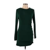 Marina Moscone Casual Dress - Sweater Dress Crew Neck Long Sleeve: Green Solid Dresses - Women's Size Medium