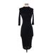 Shein Casual Dress - Midi Mock 3/4 sleeves: Black Solid Dresses - Women's Size X-Small