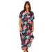 Plus Size Women's Kaftan Lounger by Dreams & Co. in Black Floral Garden (Size L)