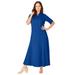 Plus Size Women's Stretch Cotton Button Front Maxi Dress by Jessica London in Dark Sapphire (Size 22 W)