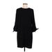 CeCe Casual Dress - Shift Crew Neck 3/4 sleeves: Black Solid Dresses - Women's Size 6
